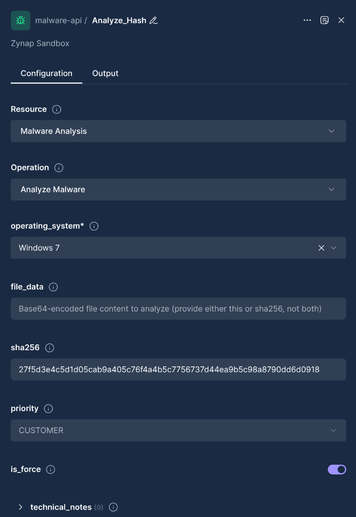 Zynap Sandbox Malware Analysis Node Configuration