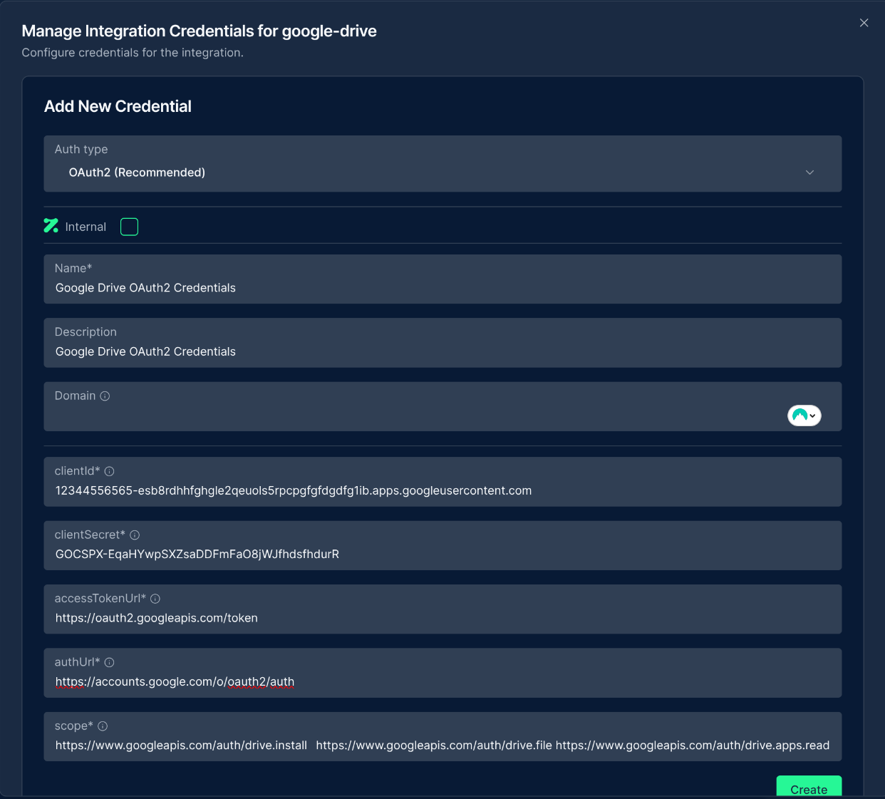 Google Drive Credentials Configuration